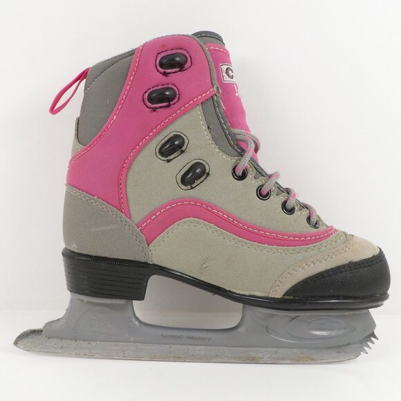 CCM Kids' Figure Ice Skates Size 2 Jamie Girl Pink Grey Butterfly Junior Lace-Up - Picture 10 of 15